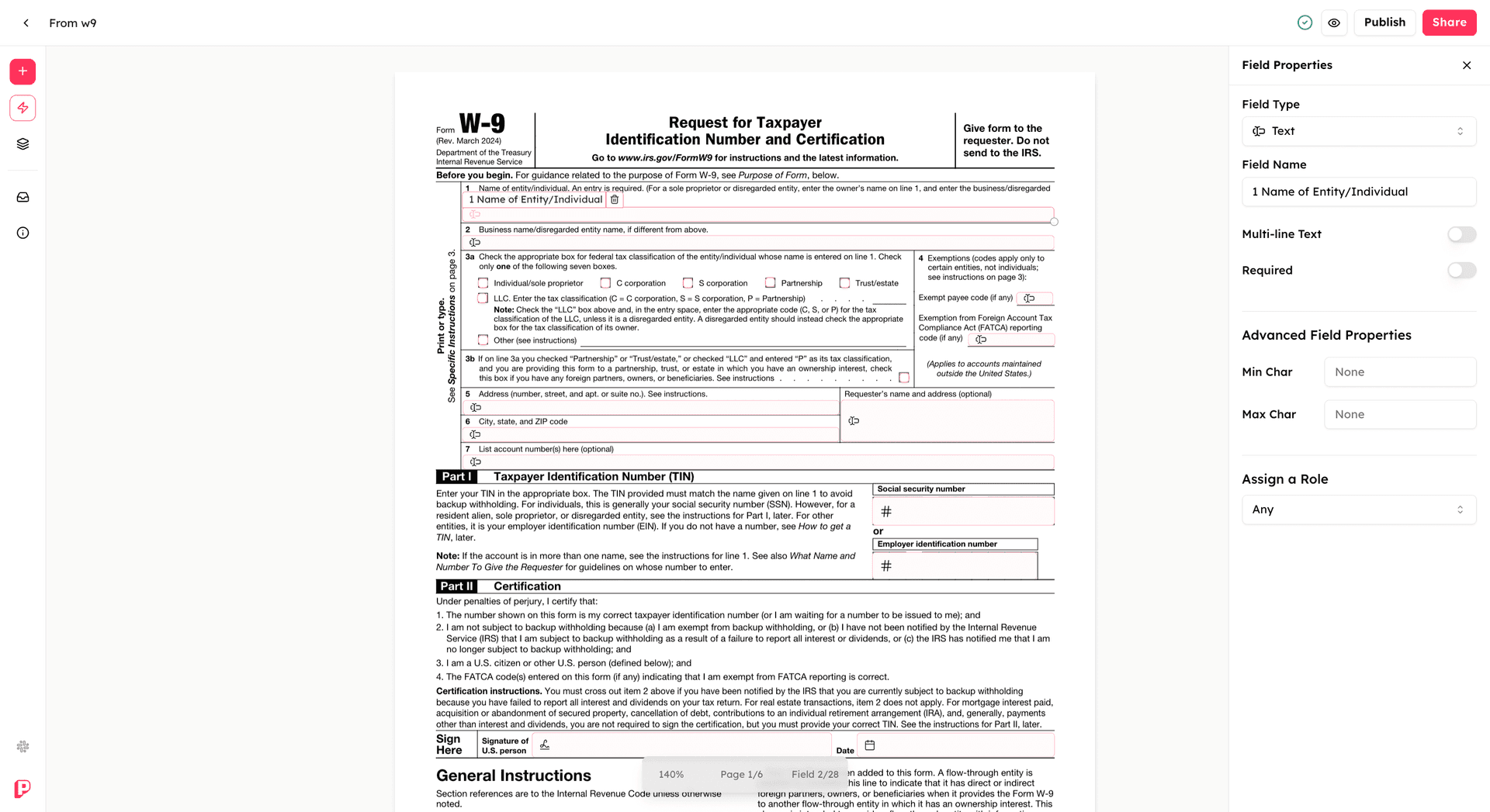 Popform - W9 form editor blank